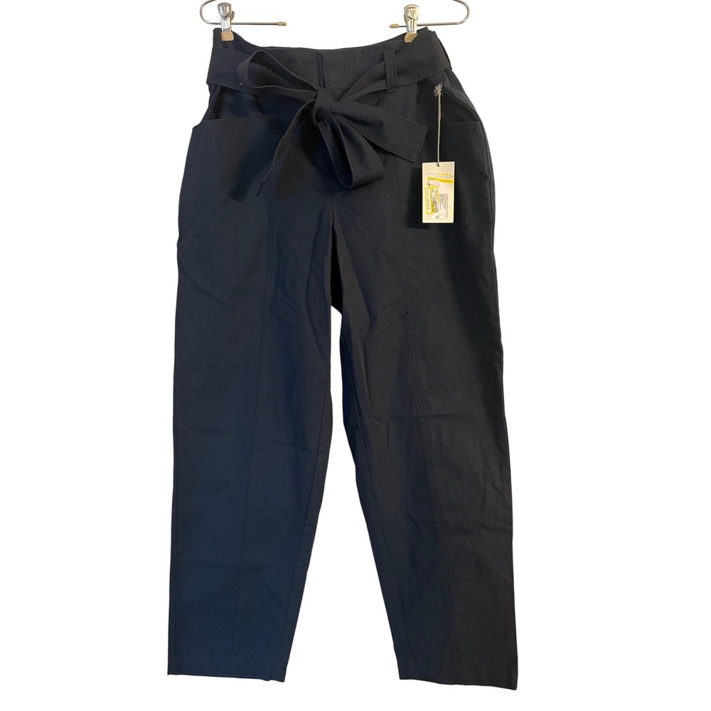 A New Day Womens Navy Blue High-Rise Tie-Waist Paperbag Pants Size 12‎ NWT - Picture 2 of 8